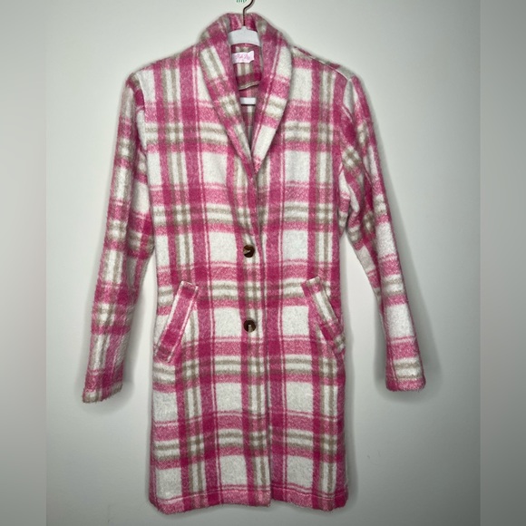 Pink Lily Plaid Shacket Coat - Picture 1 of 7